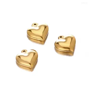 Charms 5pcs Stainless Steel Heart Pendants For DIY Jewelry Necklace Making Handmade Hip-hop Findings Bulk Supplies