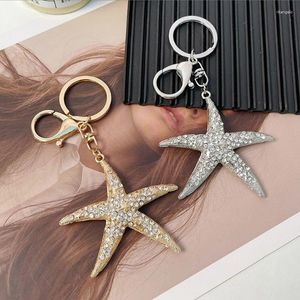 Keychains JINGLANG Cute Five-Pointed Star Key Ring Rhinestone Car Chains Friendship Gifts For Women Men Handmade Jewelry
