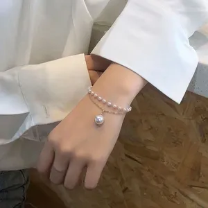 Braccialetti con ciondoli Bracciale da donna Temperamento Moda non facile da sbiadire Doppio strato Estate Tutto-fiammifero Gioielli con perline naturali lucide