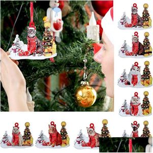 Christmas Decorations Festive Hangings Pendant Wooden Dog Drop Ornament Christmas Tree Puppy New Year Party Supplies Room Decoration D Dhdli