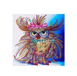 5d DIY Diamond Målning Cross Stitch Cartoon Owl Diamond Embroidery Animal Round Diamond MosaicsPecial ShapedWall Decoration4154207