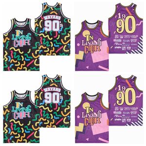 Serial telewizyjny w koszykówce w Living Color Jersey 90 Wayans 1990 Retro Sport Pullover College oddychający vintage Hiphop Purple Black University All Stitched Team