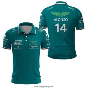 アストンマーティンメンズTシャツ14アロンソドライバー2023 F1レーシングチームモータースポーツスポーツポロシャツカーファングリーン