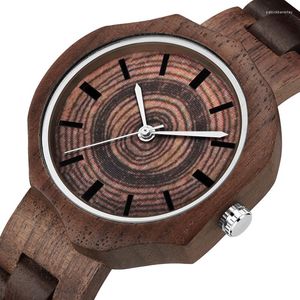 Zegarek na rękę orzechowe drewno nieregularne zegarek kwarcowy kwarcowy na rękę Pełne drewniane opaski zegarkowe przycisk Ukryte zapięcie naturalne zegarek