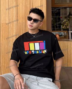 xinxinbuy Men designer Tee t shirt off the wall letter print short sleeve cotton women Black white blue gray XS-3XL