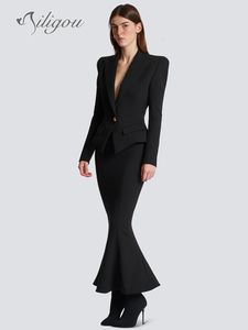 スカートailigou 2023夏の女性の弾性ボディコン包帯マーメイドロングドレスのセクシーでエレガントな鉛筆スカート230420