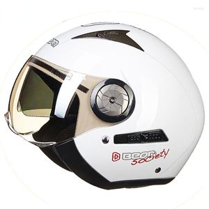 Motosiklet kaskları unisex vintage kask abs scooter racing casco sürme çift lens motosiklet açık yüz dört mevsim moto