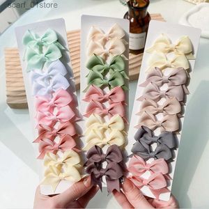 Headwear Hair Accessories 10Pcs/Set New Cute Solid Ribbon Bowknot Hair Clips for Baby Girls Handmade Bows Hairpin Barrettes Headwear Kids Hair AccessoriesL231214