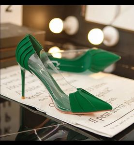 Dress Shoes Woman Pink Pumps Luxury Designer Metal Pointed Stiletto Shallow Mouth Single Shoes High Heels Women Green Party Shoes 230419
