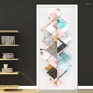 Bakgrundsbilder 3D Geometriska mönster Dörrklistermärke Decoration Poster Bakgrund PVC Vattentät självhäftande modernt vardagsrum sovrum väggmålning