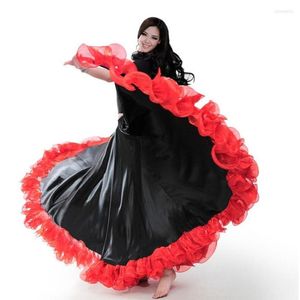 Scen Wear Women's Spanish Flamenco Dress Show Belly Dance Team Fashion Clothing Ruffle spetsklänningar plus storlek Gypsy Style Costumes