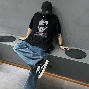 Designer Fashion Clothing Tees Hip hop TShirts Rhude American Portrait Trend Brand High Street Summer Men's Underlay Loose T-shirt Streetwear Tops Sportswear rock