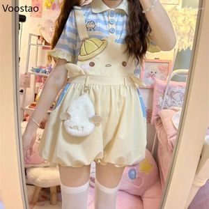 Shorts femininos doce lolita estilo feminino casual kawaii desenhos animados bordados macacões calças curtas meninas japonesas bonito festa bloomers