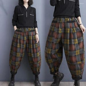 Calças masculinas calças jeans femininas personalizado grande bolso verificado primavera e outono tamanho grande gordura mm solto calças elegantes harlan