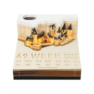 Декоративные предметы статуэтки Omoshiroi Magic Castle 3D Блокнот календарный календарный панель. Заметки Hary Design Note Paper Accessories Newsate Gif 230419