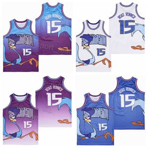 Moive Basketball 15 Road Runner Jersey College Retro Pure Cotton for Sport Fans University Breattable Pullover Pensionera Team Blue Purple White Shirt Color Uniform