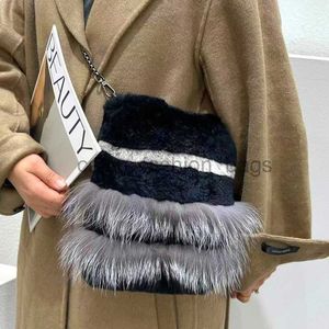 Omuz Rex Tavşan Kış Tek Crossbody Sırt Çantası Gerçek Çanta Cüzdan Doğal Kürk Kürklü Furry Messenger Bagscatlin_fashion_bags