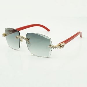 Модные безрамочные роскошные солнцезащитные очки с линзами 5,0 мм для мужчин и женщин, дизайнерские безрамочные очки 3524014 с оригинальными ножками из красного дерева