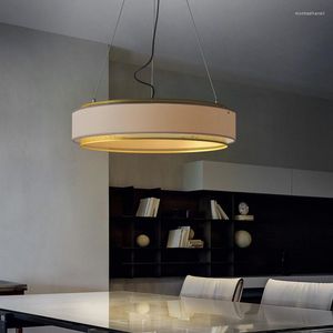 Lampade a sospensione Lampada a LED in tessuto americano Rame Creative Net Circle Tavolo da pranzo Light Bedroom Restaurant Studio Apparecchi di illuminazione