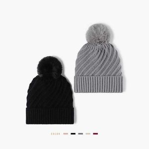 Beanie Skull Caps Hats for women winter outdoor jacquard plush and thickened knitted hats without brims for warmth and cold hats with versatile wool balls