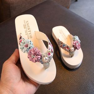 Slipper Girls Slippers Kids Beach Flip Flops Fashion Casual Sandals Flower Women Home Shoes Summer Children Slippers Comfortable 230419