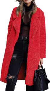 Angassion Women's Fuzzy Fleece Lapel Open Front Long Cardigan Coat Faux Fux Warm Winter Outwear Jackets 214ljo
