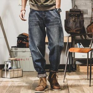Jeans masculinos 2023 retro clássico inverno veludo engrossado americano pesado solto grande tamanho em linha reta marca de moda calças casuais