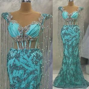 ASO 2023 April EBI Luxurious Mermaid Prom Dress Pärled Crystals Evening Formal Party Second Reception Födelsedagsengagemang Klänningar Klänningar Robe de Soiree ZJ582 ES