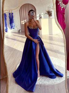 High Slit Royal Blue Even Evening Sukienki na bal