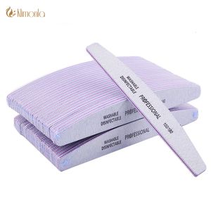 Tırnak dosyaları 50pcs toptan gri tırnak sanat dosyası 100180 tampon tırnak sanat zımparalama dosyaları salon manikürü uV jel ucu pedikür aracı kireç bir ongle 230419