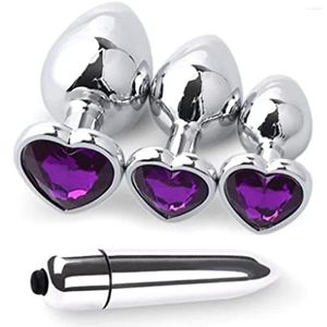 Sex Toys For Couples Anal Plug Trainer Set With Three Sizes Of Heart Shape Steel BuPlugs Vibrator Men Women