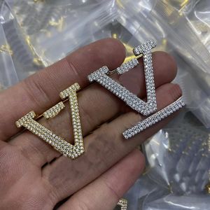 Enkelt Välj dubbel bokstav broscher lyx brosch varumärke design stift kvinnor diamanter kristall strass pärlstift mode smycken dekoration tillbehör gåvor