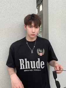 デザイナーファッション衣類 Tシャツヒップホップ Tシャツトレンディなブランド Rhude デザインセンス男性女性カップル霧ハイストリートルーズフィット Tシャツ春夏半袖