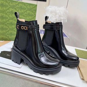 Projektanci Boot Woman Martin Boots Combat Cowboy Boot Winter Platform Both Black Skórzane botki na płótnie motocyklowy podróż Gruby dno