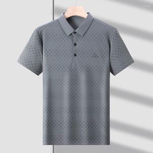 Herr t-skjortor sommarkläder kort ärm t-shirt medelålders ficka löst lapels polo skjorta tryck