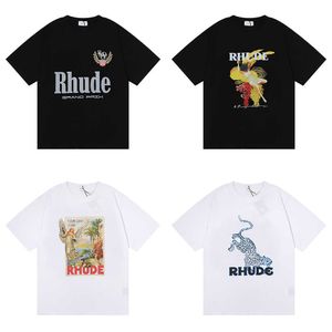 Tasarımcı Moda Giyim Tees Hip hop Tişörtleri 2022 Yaz Yeni Rhude High Street Oversize Loose Casual erkek kadın Çift T-shirt Streetwear Spor Giyim Rock Tops