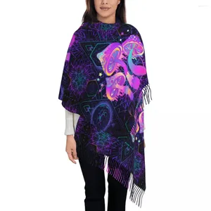 Scarves Shrooms Scarf For Womens Winter Warm Pashmina Shawl Wrap Mushroom Abstract Trippy Long Large Ladies