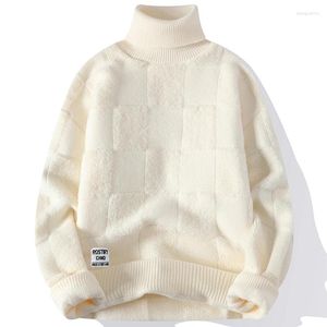 Herrtröjor toppklass Luxury Cashmere Turtleneck tröja män 2024 Vinterhalsplädet tjocka varma mens julvakter