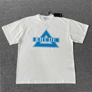 Designer de roupas de moda Tees Hip hop TShirts Rhude American Triangle Slogan Impresso T-shirt de manga curta Marca da moda masculina Streetwear Tops Sportswear