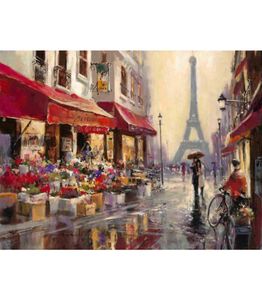 Dipinti ad olio di arte contemporanea Aprile a Parigi Brent Heighton riproduzione su tela Strada francese Paesaggi moderni dipinti a mano parete7672951