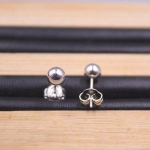 Stud Earrings Marked Pt950 Real Platinum 950 For Women Polish Surface 5mm Ball Simple Style