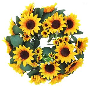 Dekorativa blommor Bröllopsdekor Solros Wreath Garland Farmhouse Floral Rustic Spring Wreaths Artificial