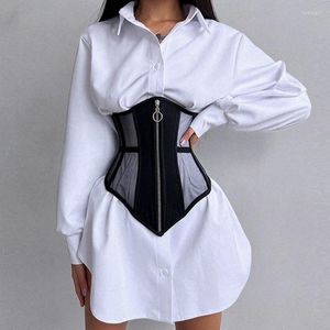 Belts Women Sexy See-through Mesh Corset Waist Shapewear Top Female Strapless Sheer Elastic Slim Underbust Bustier Costume Belt