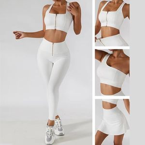 Yoga kläder kvinnor blixtlås med hög midja sport yoga set sexig träning kläder för kvinnor sportkläder kvinnor set crop top outfit fitness akademisk 230420