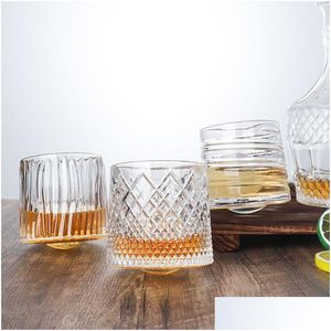 Wine Glasses Decompression Rotating Tumbler Cup With Bamboo And Wood Base Screw Strong Wine Glass Thickened Whiskey Beer Drop Delivery Otoig