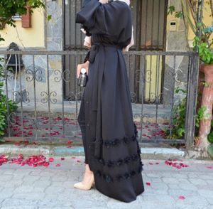 Etniska kläder muslimska blommor full klänningar abaya cardigan kimono långa mantel klänningar tunika jubah mellanöstern ramadan arabiska islamiska böner