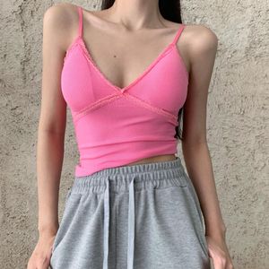 Женские танки Camis Girls Кружевая ремешок с ремешками с грудной клеткой Сексуальная v Neck Soid Wrap Women Sling подвеска y2k