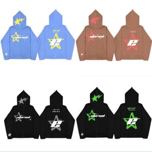 Y2K Erkek Hoodies Tişörtü Erkek yıldız mektubu baskı Vintage fermuarlı kapüşonlu kıyafet yüksek sokak modası Punk giyim Harajuku rahat Kadın kazak