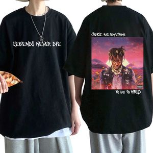 Erkek Tişörtleri Rapçi Juice Wrld Efsaneleri Asla Ölüm Tişört Tişört Tişörtleri Hip Hop Şarkıcı Grafikleri Baskı Tee Force 230419