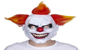 Scary Evil Clown Mask Latex Rubber Mask Halloween Costume Clown Mask med hår för vuxna 1174872